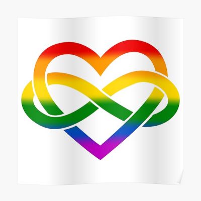 Rainbow Polyamory Infinity Heart (White) Poster RB0403 product Offical polyamory flag Merch