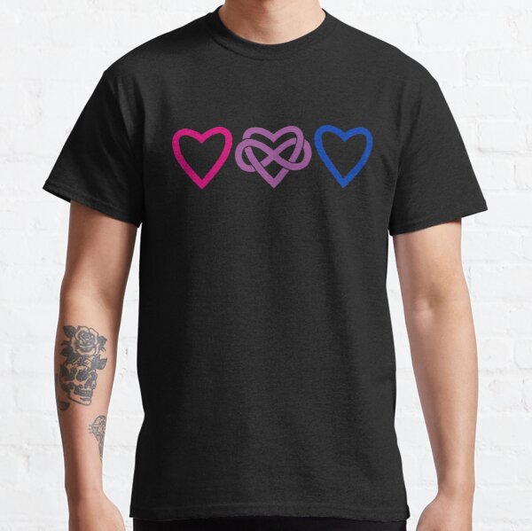 Bisexual Polyamory Infinity Hearts (black - horizontal) Classic T-Shirt RB0403 product Offical polyamory flag Merch
