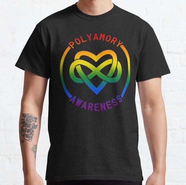 Polyamory Awareness Infinity Heart (black-rainbow) Classic T-Shirt RB0403 product Offical polyamory flag Merch