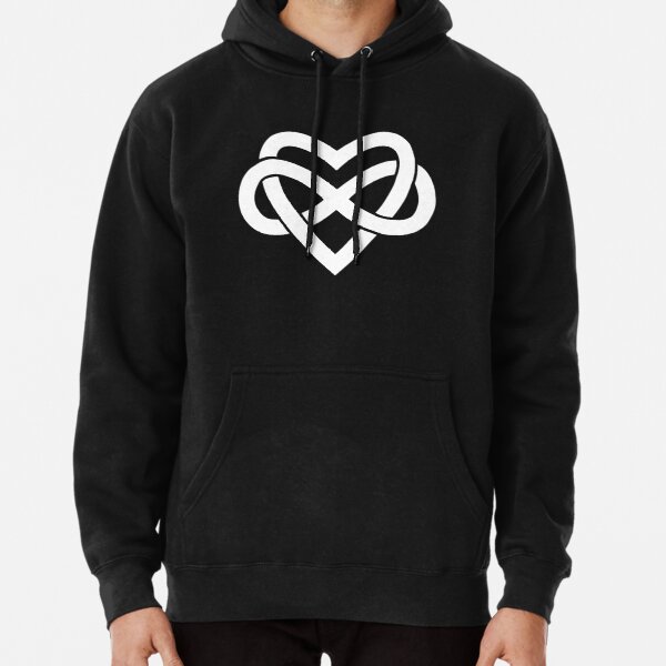 White Polyamory Inifinity Heart (black) Pullover Hoodie RB0403 product Offical polyamory flag Merch