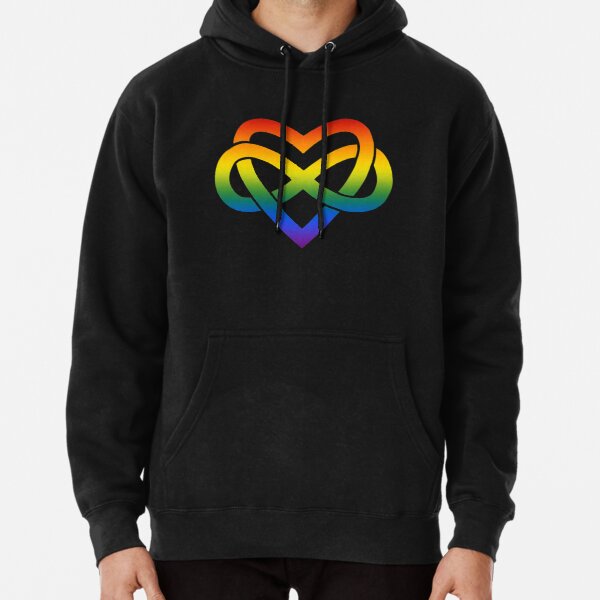 Rainbow Polyamory Inifinity Heart (black) Pullover Hoodie RB0403 product Offical polyamory flag Merch