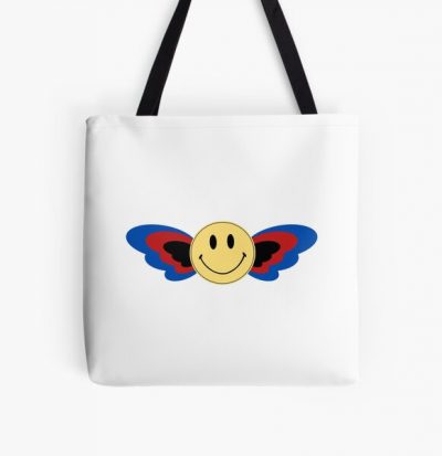 Subtle Polyamorous Pride Smiley Face With Wings, Discreet VSCO Polyamory Pride Flag, Subtle Poly Pride, LGBT All Over Print Tote Bag RB0403 product Offical polyamory flag Merch