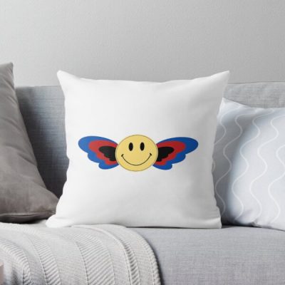 Subtle Polyamorous Pride Smiley Face With Wings, Discreet VSCO Polyamory Pride Flag, Subtle Poly Pride, LGBT Throw Pillow RB0403 product Offical polyamory flag Merch