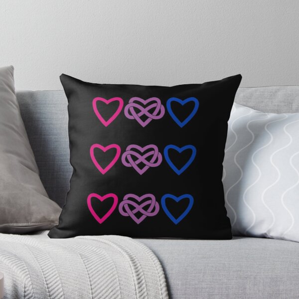 Bisexual Polyamory Infinity Hearts (black - horizontal) Throw Pillow RB0403 product Offical polyamory flag Merch