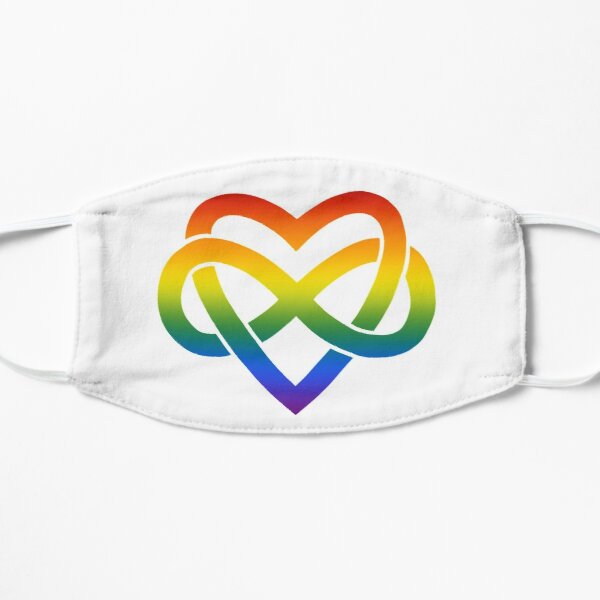 Rainbow Polyamory Inifinity Heart (white) Flat Mask RB0403 product Offical polyamory flag Merch